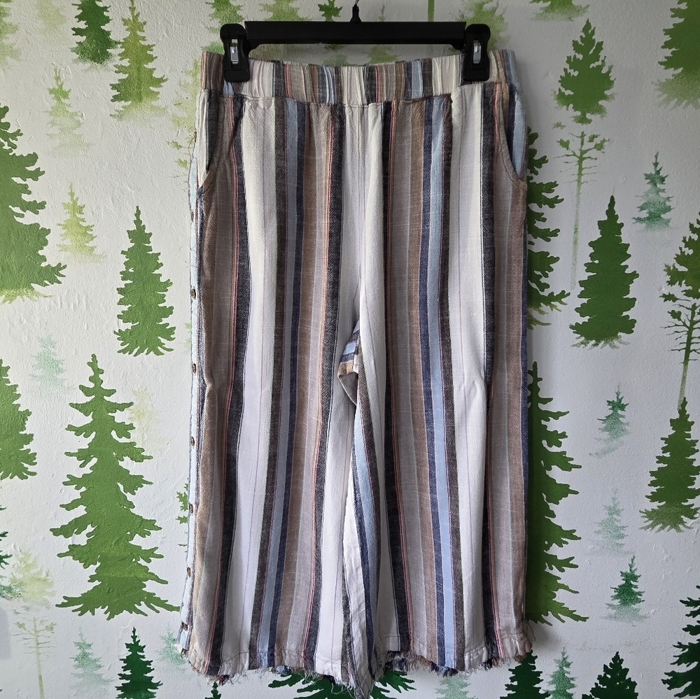 For The Republic Multicolor Striped Linen Blend Pants